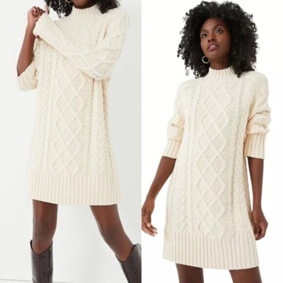 Tuckernuck Dresses & Skirts - Hyacinth House NEW Cream Whistler Chunky Cable Knit Sweater Dress Size M